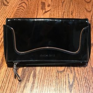 Charles David Black Patent Leather Fold Over Clutch